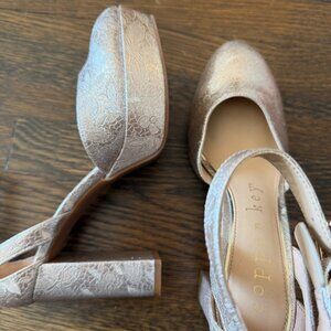 Copper Key Mary Jane Metallic Platform Heels